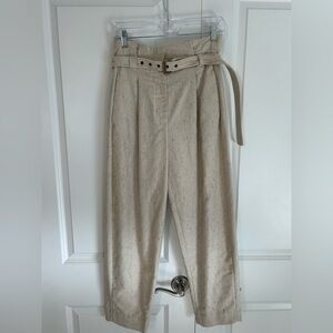 Tela Livello belted pleated trousers cream wool silk xs Amalfi Mediterranean